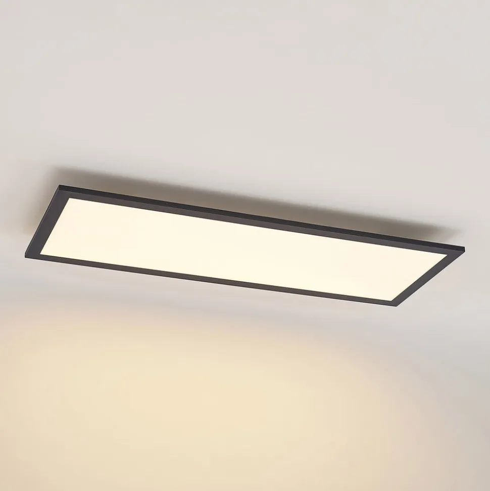 Lindby LED-panel Nelios, 80 x 30 cm, CCT, sort, metal