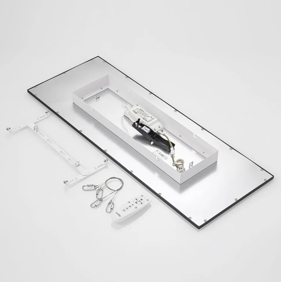 Lindby LED-panel Nelios, 80 x 30 cm, CCT, sort, metal