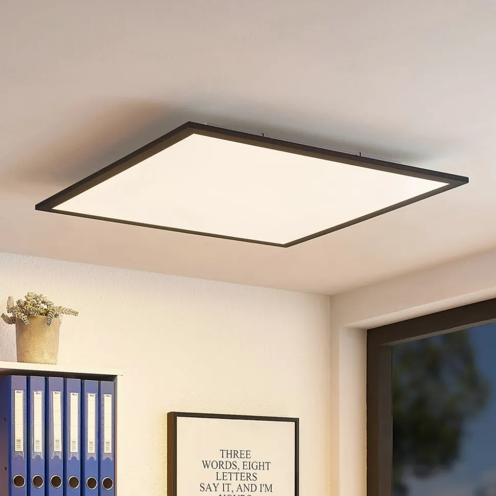 Lindby LED-panel Nelios, 62 x 62 cm, 4.000K, sort, metal