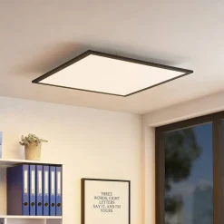 Lindby LED-panel Nelios, 62 x 62 cm, 4.000K, sort, metal