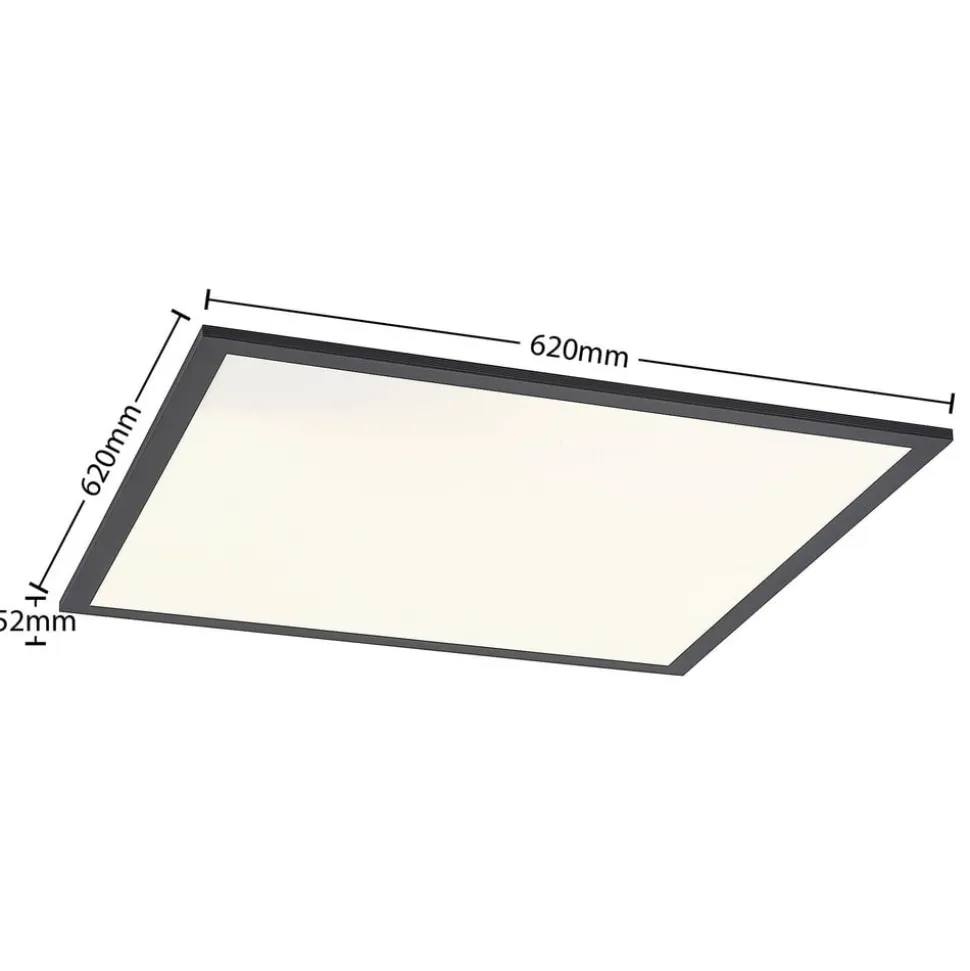Lindby LED-panel Nelios, 62 x 62 cm, 4.000K, sort, metal