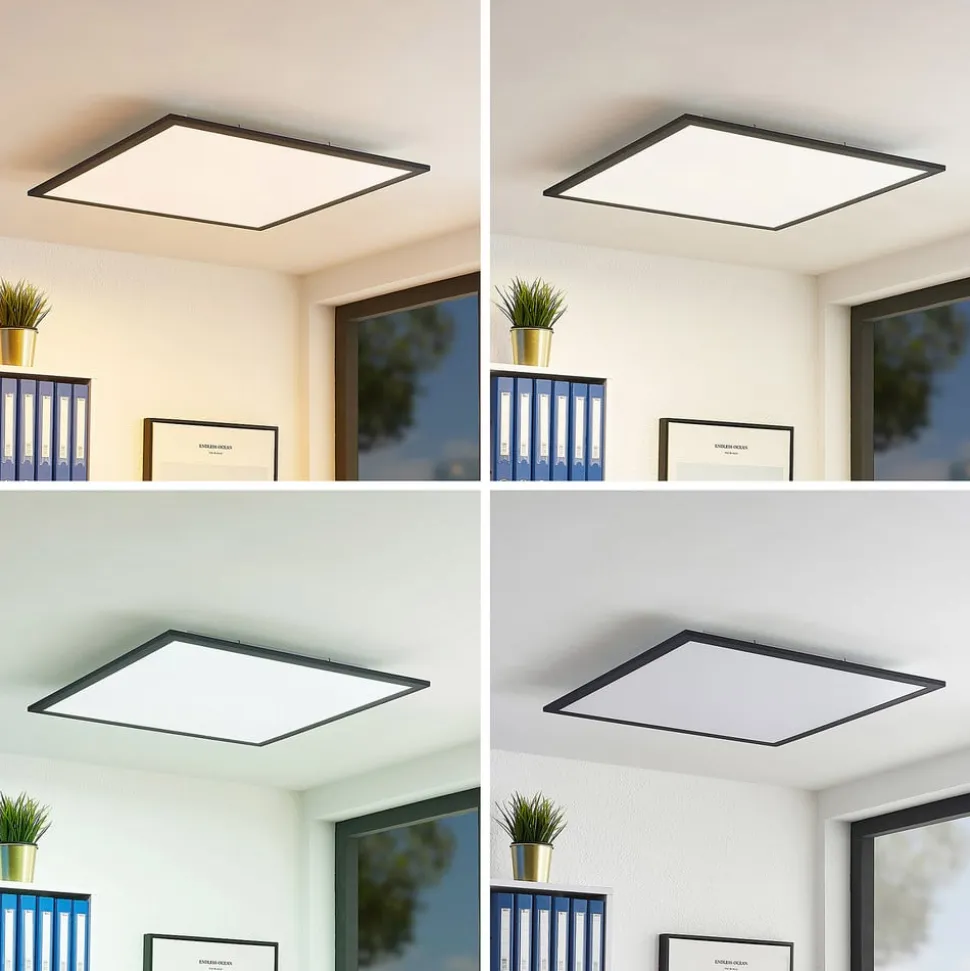 Lindby LED-panel Nelios, 62 x 62 cm, CCT, sort, metal