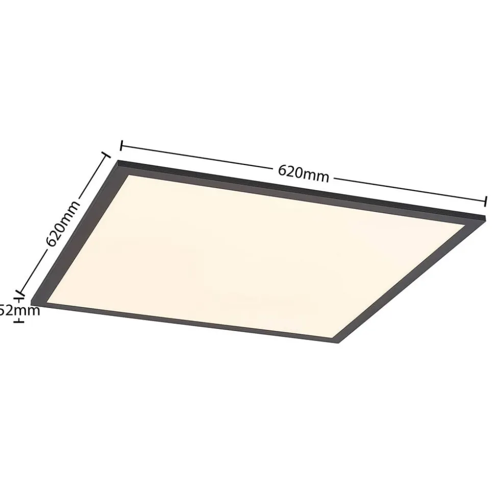 Lindby LED-panel Nelios, 62 x 62 cm, CCT, sort, metal