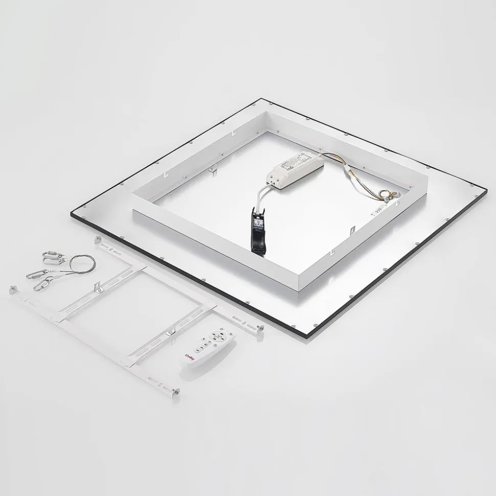 Lindby LED-panel Nelios, 62 x 62 cm, CCT, sort, metal