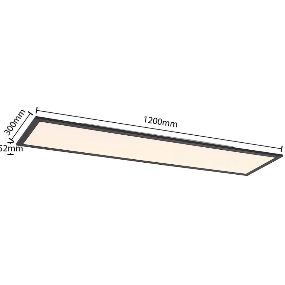 Lindby LED-panel Nelios, 120 x 30 cm, CCT, sort, metal