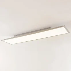 Lindby LED-panel Stenley, 4.000 K, 120 cm x 30 cm, sølv/hvid