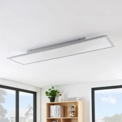 Lindby LED-panel Stenley, 4.000 K, 120 cm x 30 cm, sølv/hvid