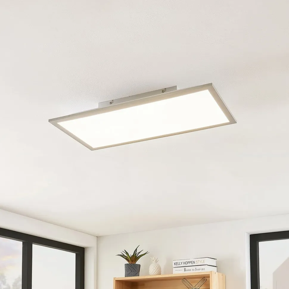 Lindby LED-panel Stenley, 4.000 K, 60 cm x 30 cm, sølv/hvid