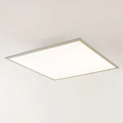 Lindby LED-panel Stenley, 4.000 K, 60 cm x 60 cm, sølv/hvid