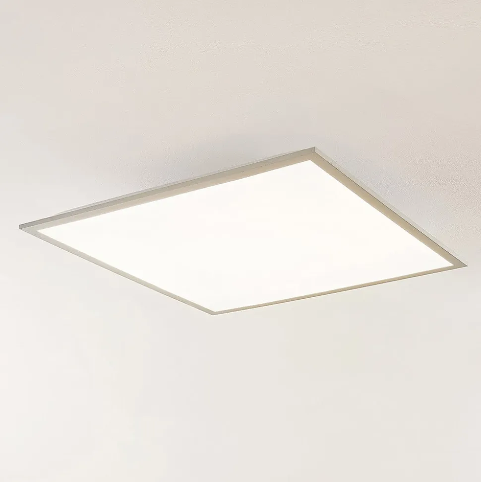 Lindby LED-panel Stenley, 4.000 K, 60 cm x 60 cm, sølv/hvid
