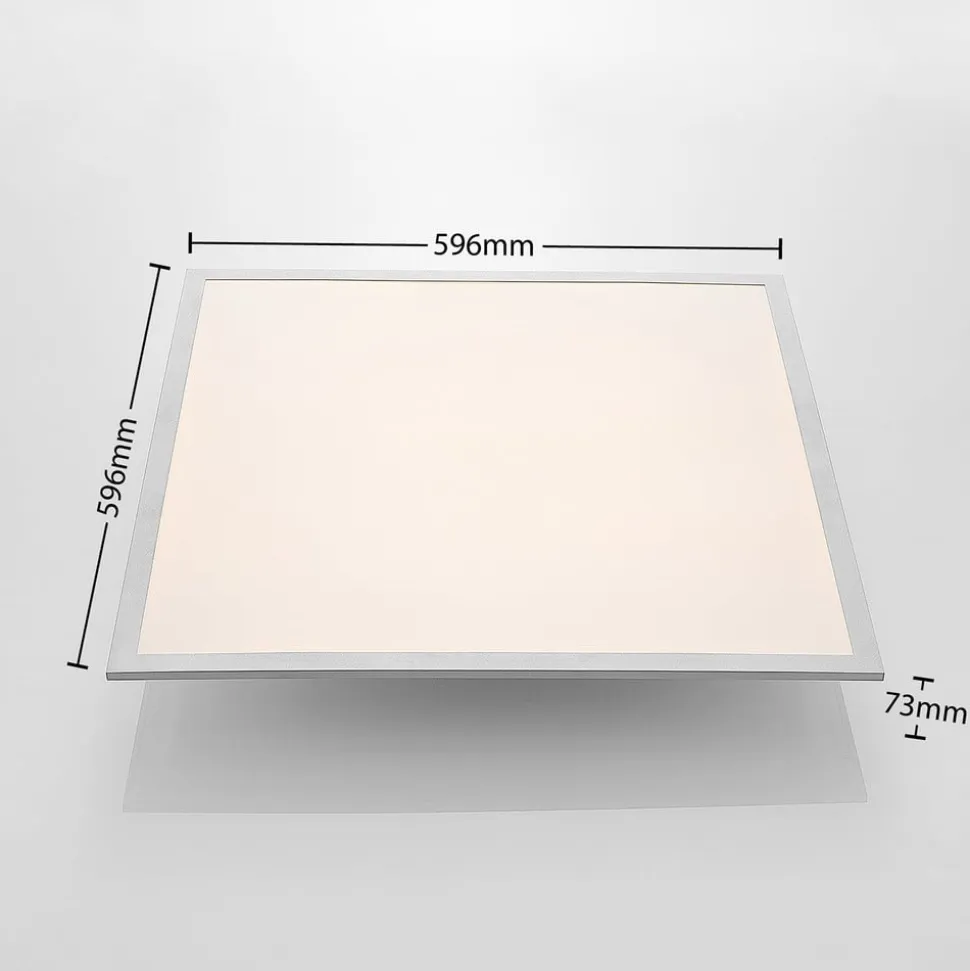 Lindby LED-panel Stenley, 4.000 K, 60 cm x 60 cm, sølv/hvid