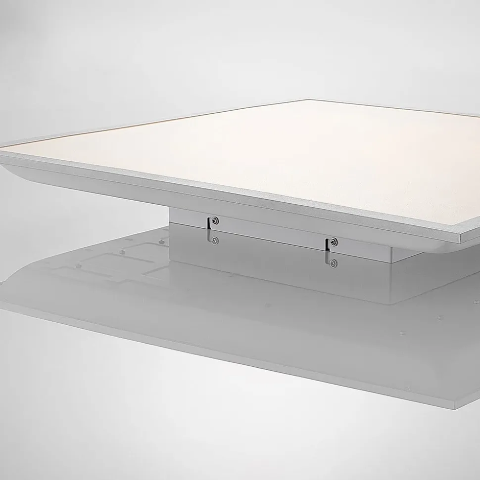 Lindby LED-panel Stenley, 4.000 K, 60 cm x 60 cm, sølv/hvid
