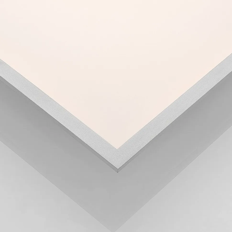 Lindby LED-panel Stenley, 4.000 K, 60 cm x 60 cm, sølv/hvid