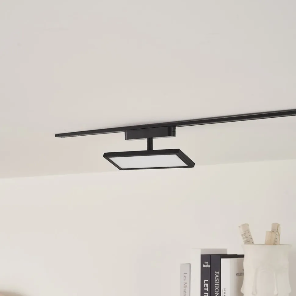 Lindby LED-panel 48V Lumaro, sort, aluminium, længde 20 cm, dæmpbar
