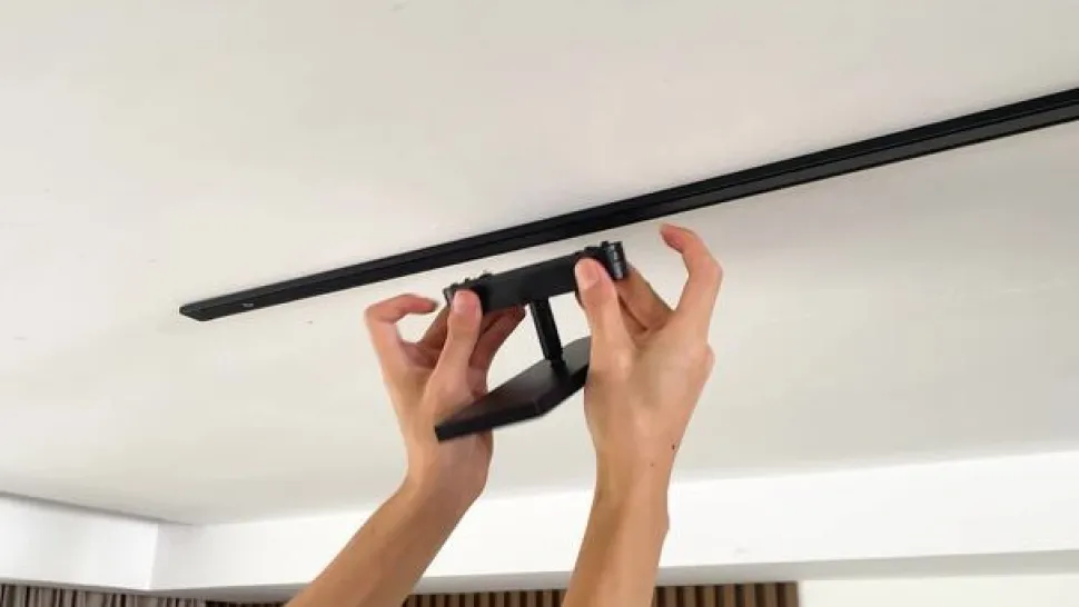 Lindby LED-panel 48V Lumaro, sort, aluminium, længde 20 cm, dæmpbar