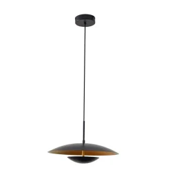 Lindby LED-pendel Tiama, metal, sort/guld, Ø 40 cm