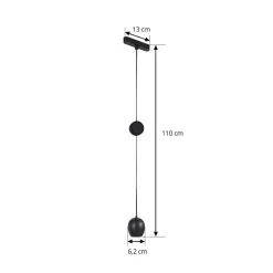Lindby LED-pendellampe Lumaro, sort,Ø6,2 cm,48V,dæmpbar
