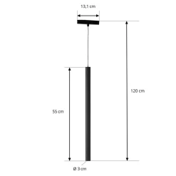 Lindby LED-pendellampe Lumaro, sort, Ø3cm,aluminium,48V,dæmpbar