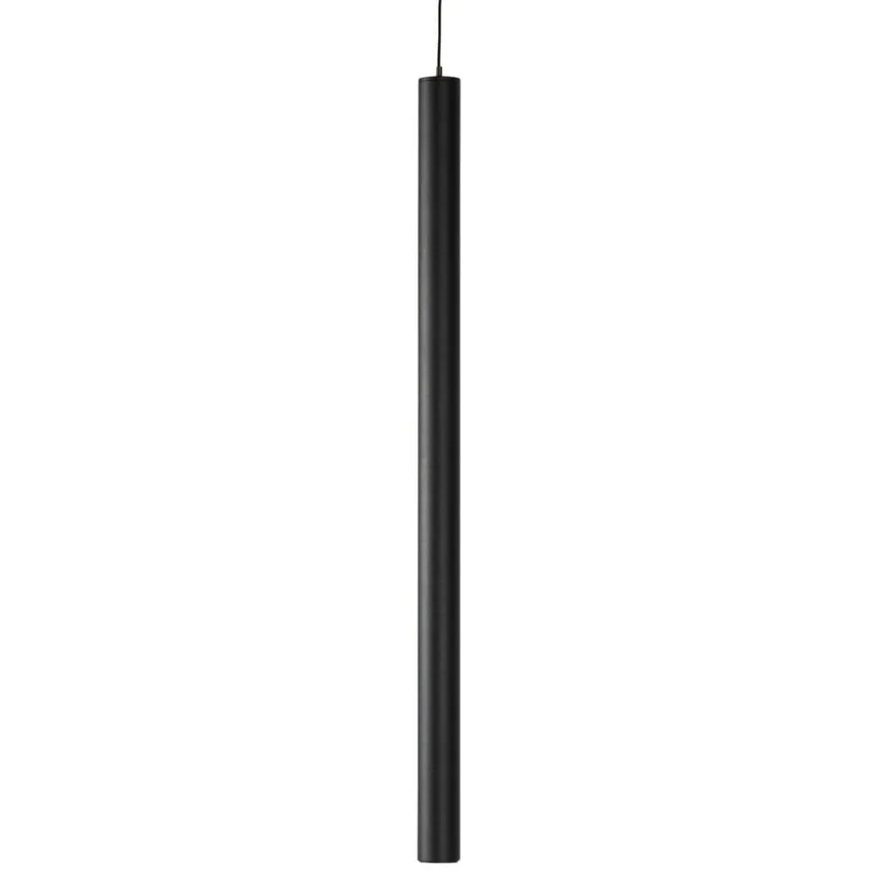 Lindby LED-pendellampe Lumaro, sort, Ø3cm,aluminium,48V,dæmpbar