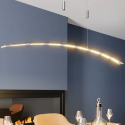 Lindby LED-pendellampe Manon, højdejusterbar, grå, metal