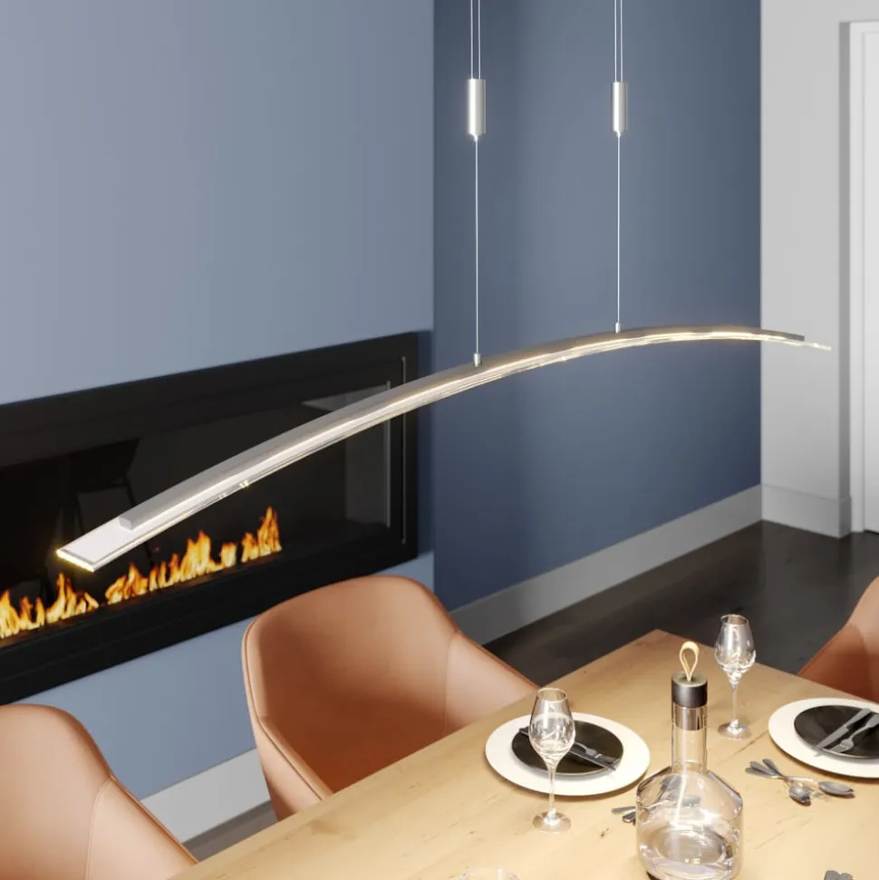 Lindby LED-pendellampe Manon, højdejusterbar, grå, metal