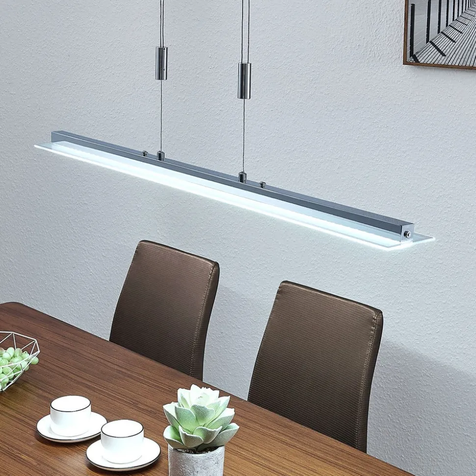 Lindby LED-pendellampe Sladja, krom, glas, touchdæmper