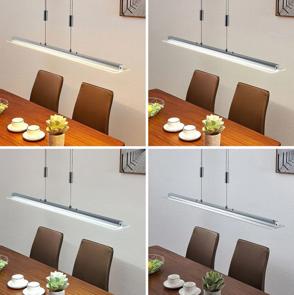 Lindby LED-pendellampe Sladja, krom, glas, touchdæmper