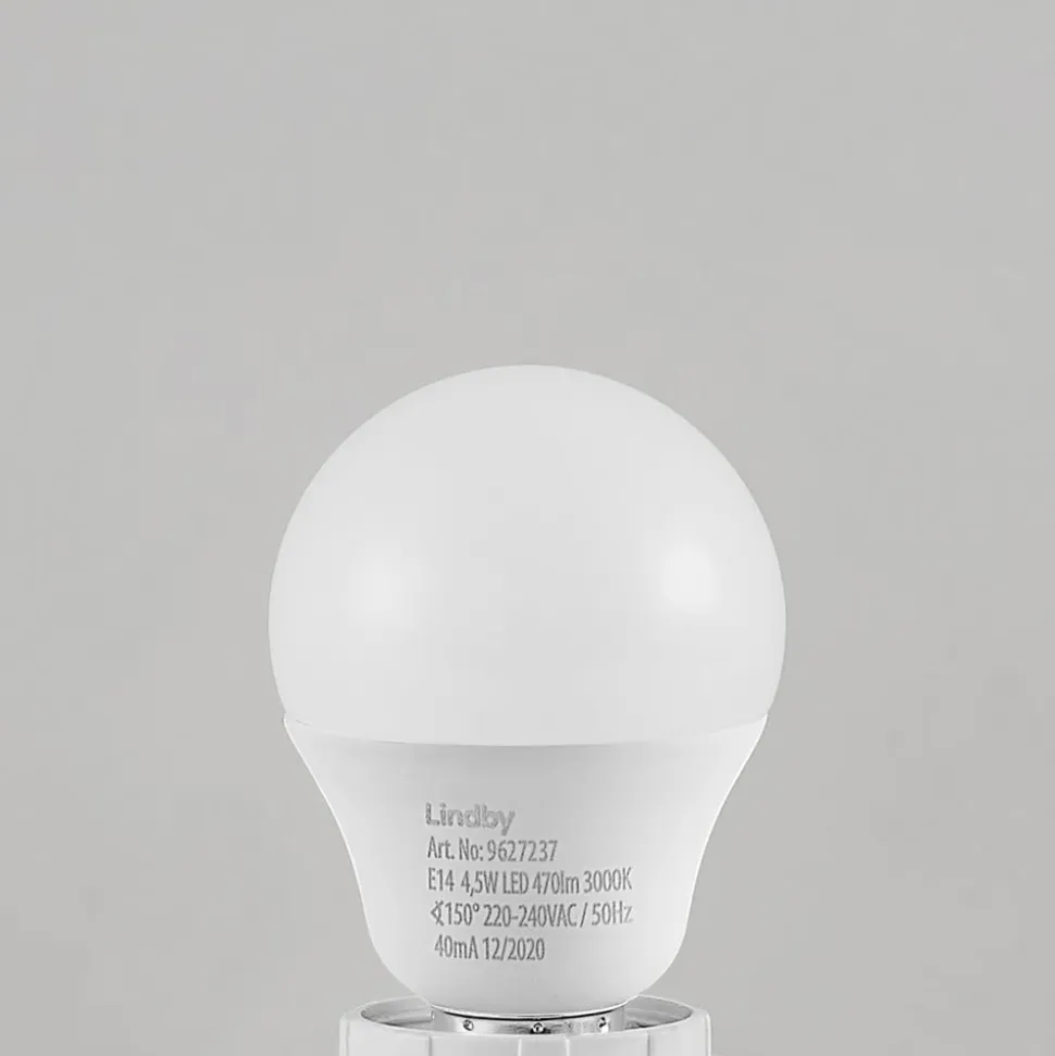 Lindby LED-pære E14 G45 4,5W 3.000K opal sæt med 3 stk