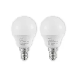 Lindby LED-pære E14 G45 4,5W 3.000K opal sæt med 2 stk