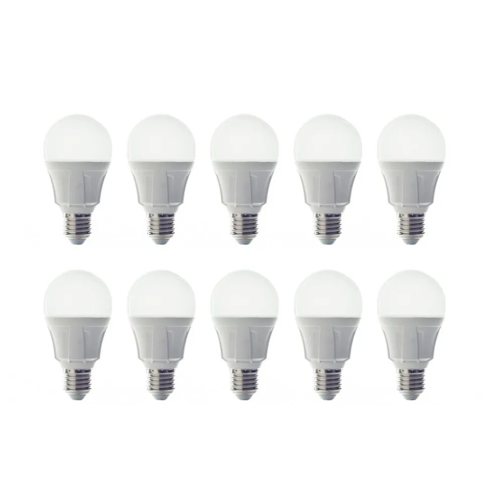Lindby LED-pære, sæt med 10 stk, E27, 8,5 W, mat, 3.000 K