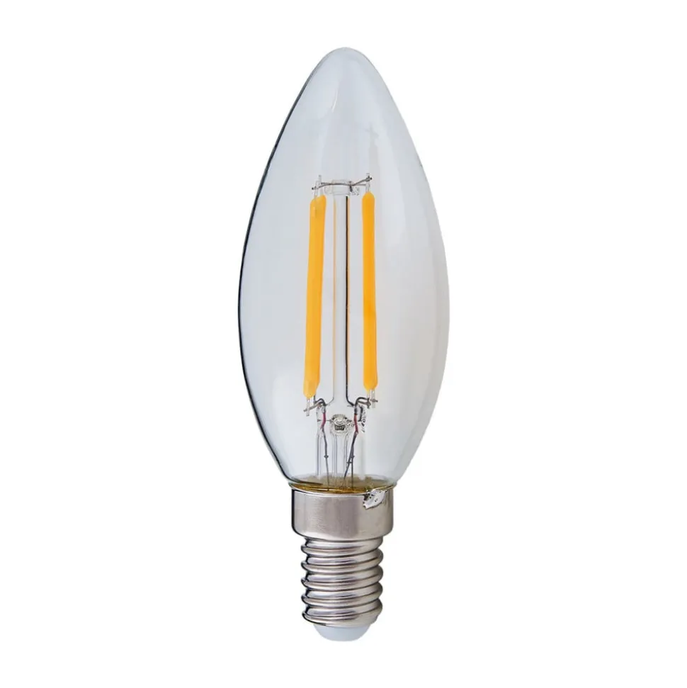 Lindby LED-pære, stearinlys, E14, 4W, klar, 2700K