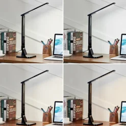 Lindby LED-skrivebordslampe Eleni, sort, CCT, dæmpbar