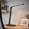 Lindby LED-skrivebordslampe Kuno, sort, USB, touchdæmper