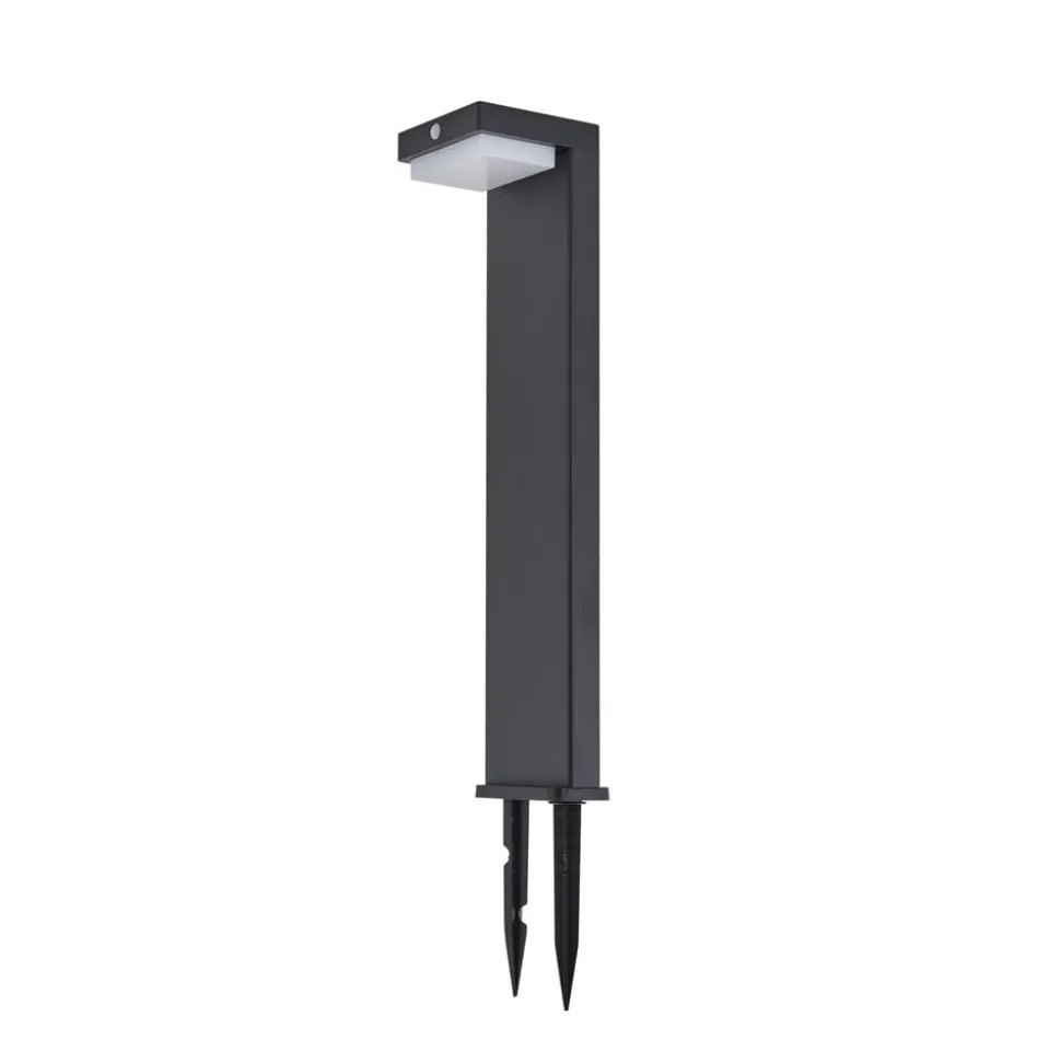 Lindby LED-sokkellampe Eleazar, sort, aluminium, sensor