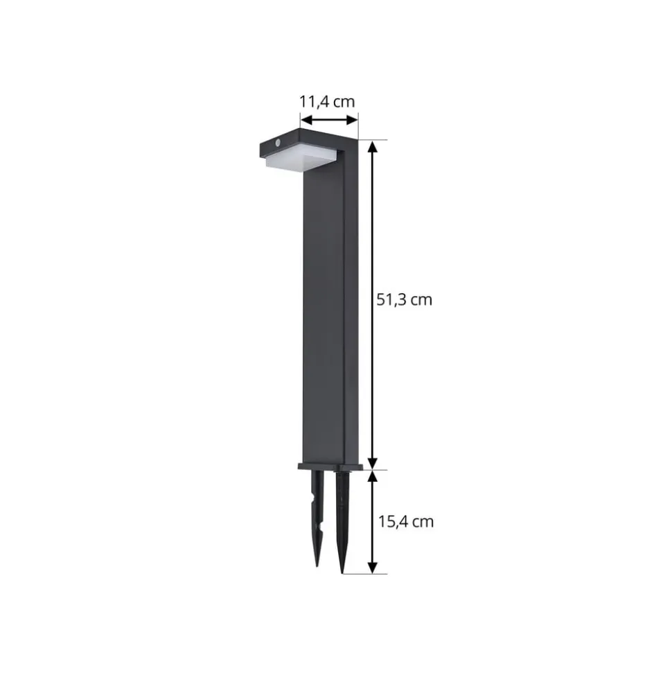 Lindby LED-sokkellampe Eleazar, sort, aluminium, sensor