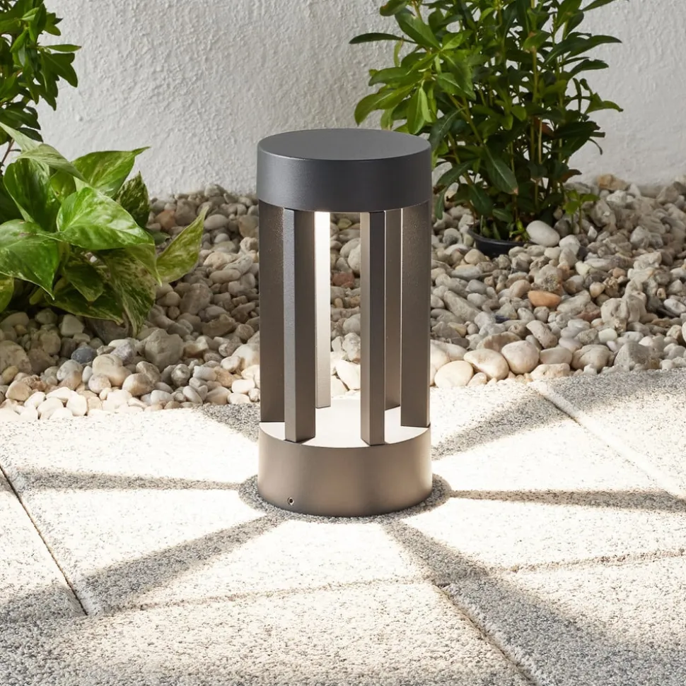 Lindby LED-sokkellampe Jordis, 22 cm, antracit, aluminium