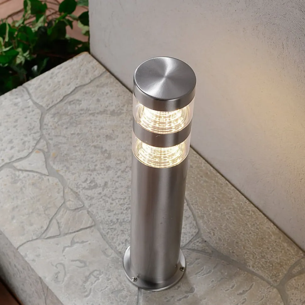 Lindby LED-sokkellampe Lanea, 40 cm, grå, stål, IP44