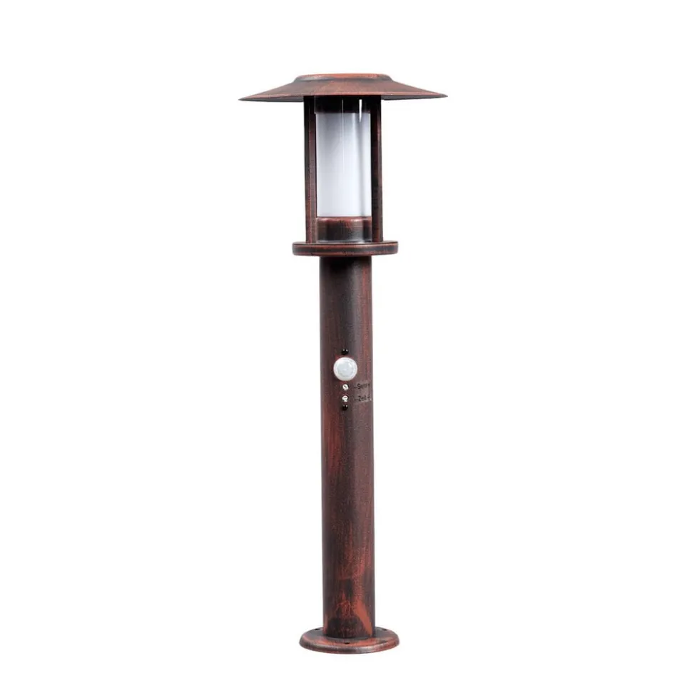 Lindby LED-sokkellampe Pavlos, 55 cm, rustfarvet, sensor