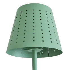 Lindby LED-solcellebordlampe Hilario, grøn, jern, genopladeligt batteri