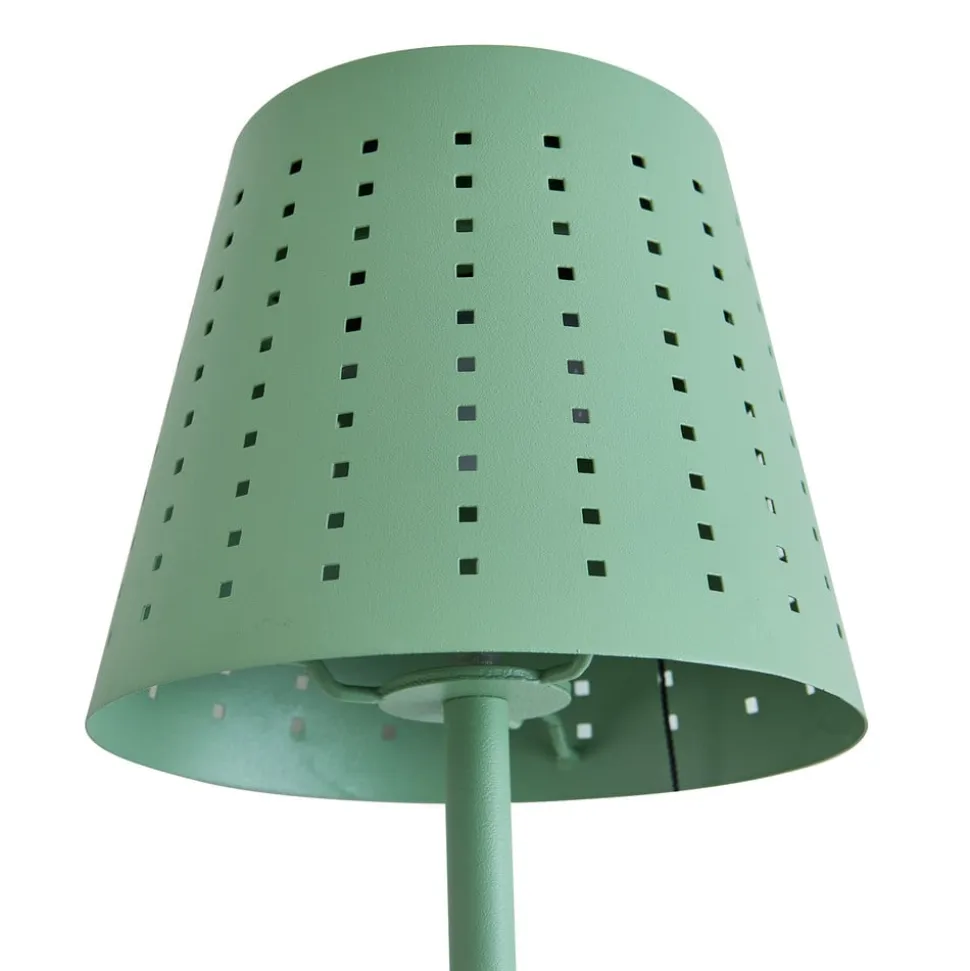 Lindby LED-solcellebordlampe Hilario, grøn, jern, genopladeligt batteri