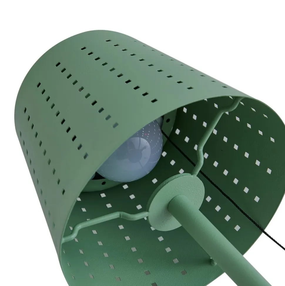 Lindby LED-solcellebordlampe Hilario, grøn, jern, genopladeligt batteri