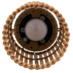 Lindby LED-solcellebordlampe Amaria, bambus, Ø 12 cm