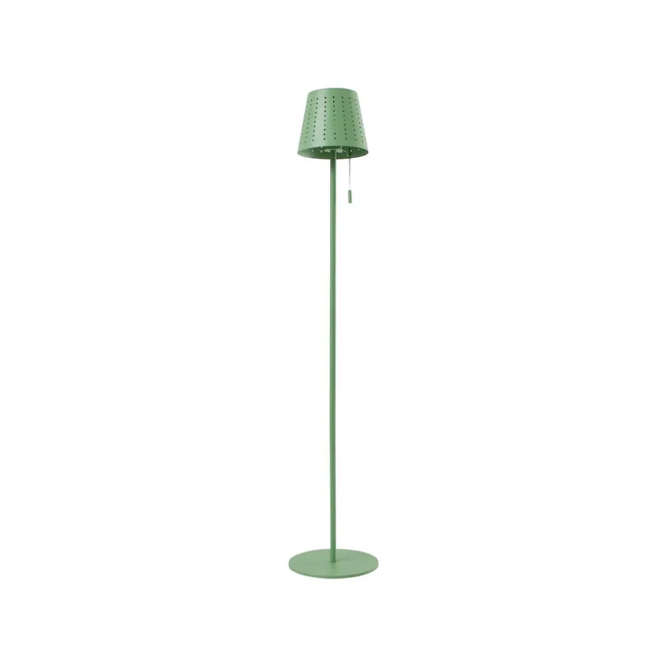 Lindby LED-solcellegulvlampe Hilario, grøn, jern, genopladeligt batteri