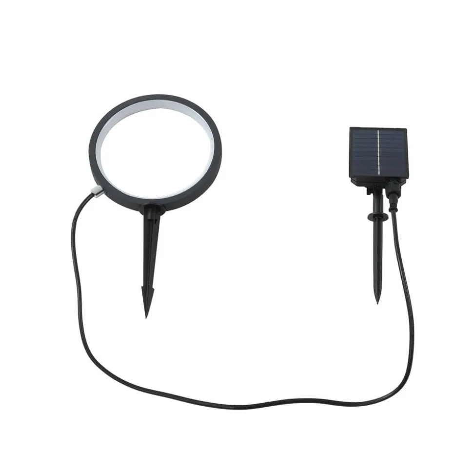 Lindby LED-solcellejordspyd Syrene, 18 cm, sort, aluminium