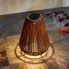 Lindby LED-solcellelampe Amaria, rattan, mørk, Ø 27 cm
