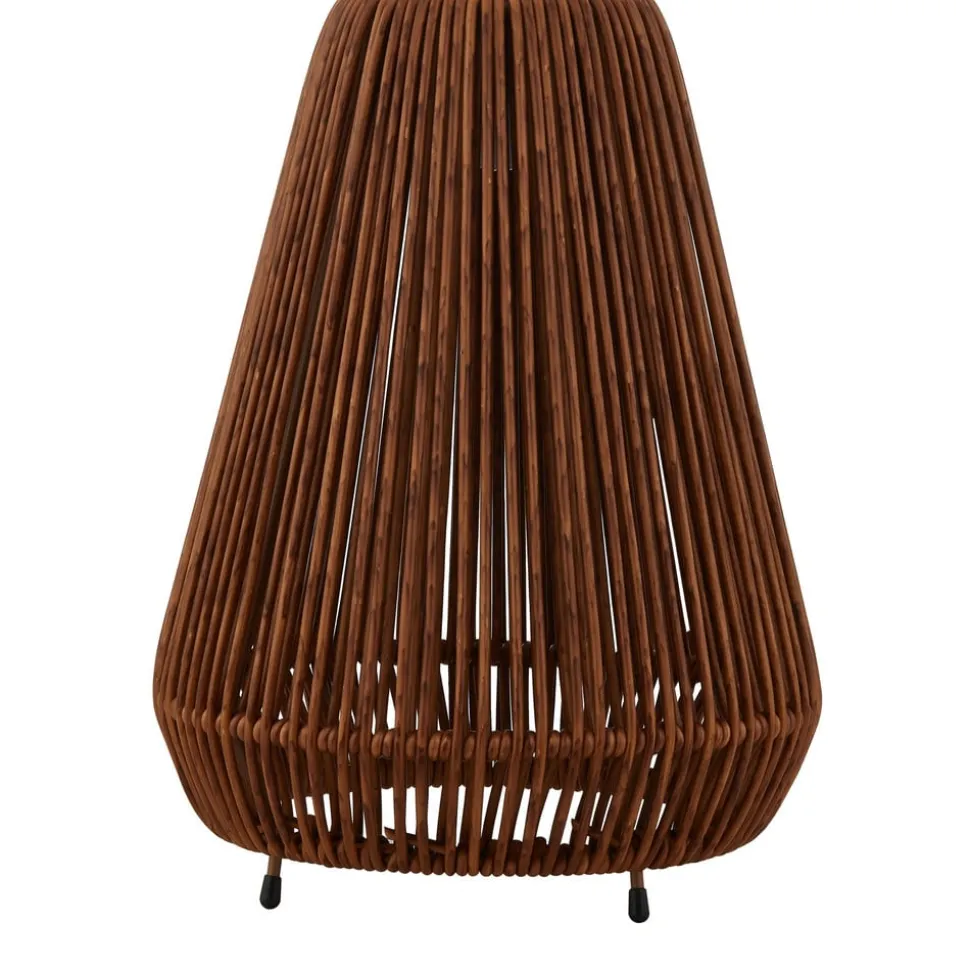 Lindby LED-solcellelampe Amaria, rattan, mørk, Ø 27 cm