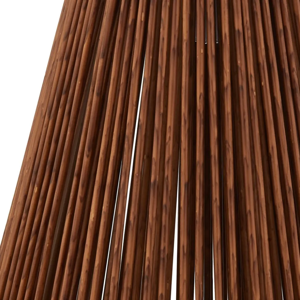 Lindby LED-solcellelampe Amaria, rattan, mørk, Ø 27 cm