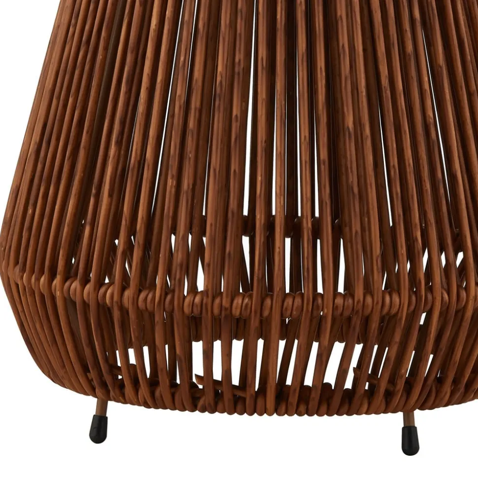 Lindby LED-solcellelampe Amaria, rattan, mørk, Ø 27 cm