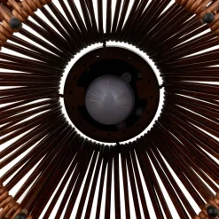 Lindby LED-solcellelampe Amaria, rattan, mørk, Ø 27 cm