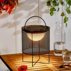 Lindby LED-solcellelampe Achilleas, RGBW, sort